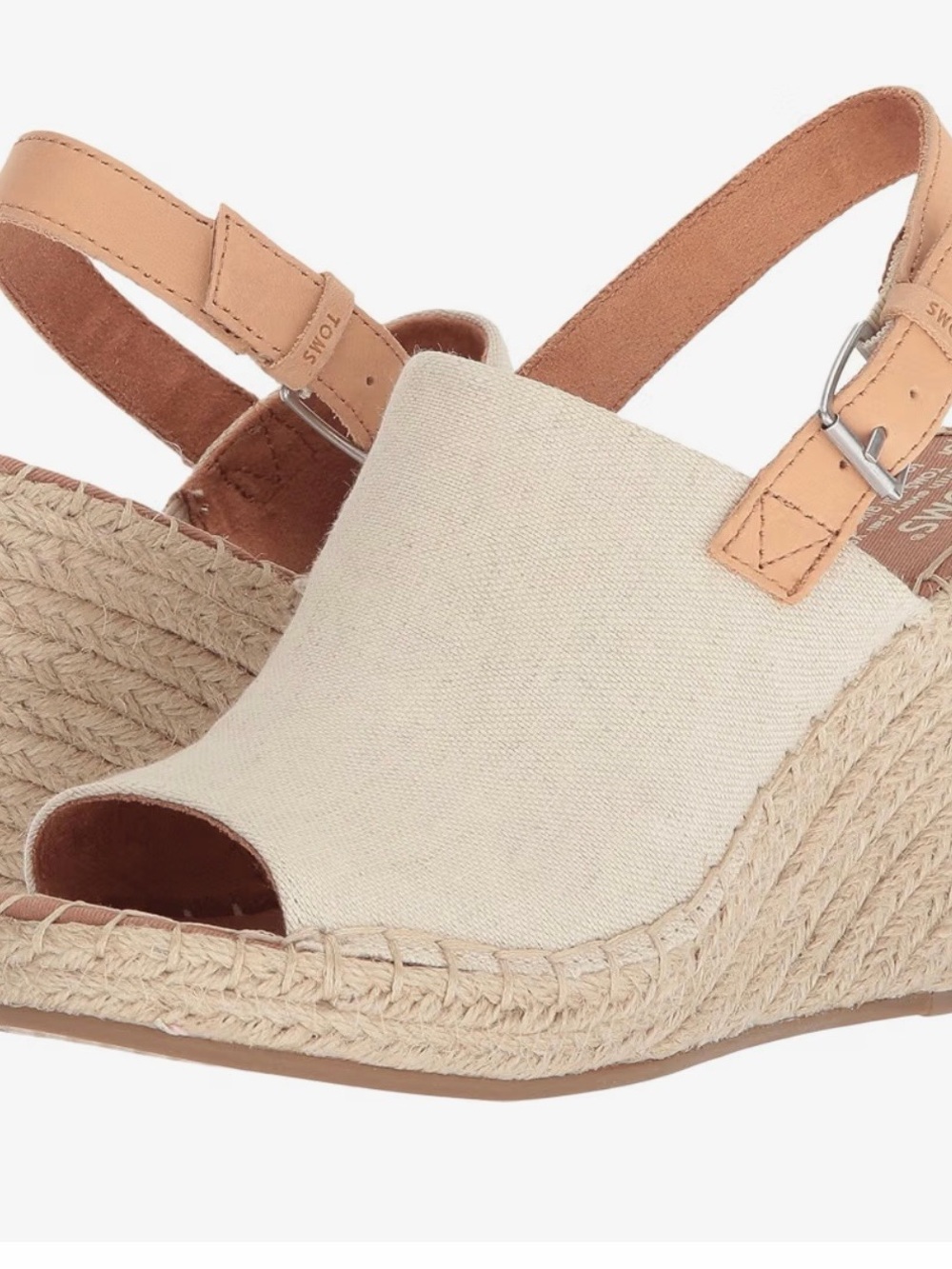 TOMS Womens Monica Natural Oxford Sandal Wedge 4" Heels